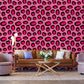 a mural of pink and leopard pattern cell wallpaper to decorate the living room.