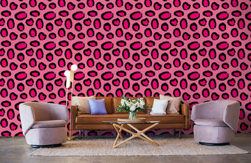 Pink Leopard Print Modern Mural Wallpaper