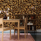 Leopard print and fur wallpaper mural for use in the interior design of homes and offices.