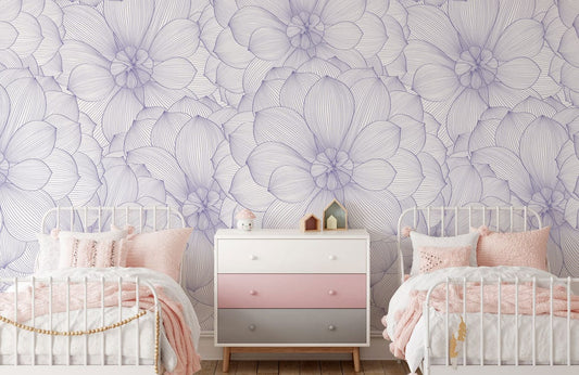 design for a new purple flowery wall mural