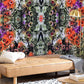 Wallpaper Mural with Littery Peacock Tail Pattern for Home Decor