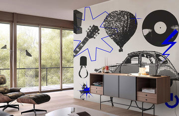 Retro Pop Culture Collage Mural Wallpaper