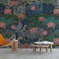 custom lotus and dewdrops wallpaper mural for hallway