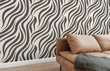 Modern Abstract Black White Zebra Mural Wallpaper