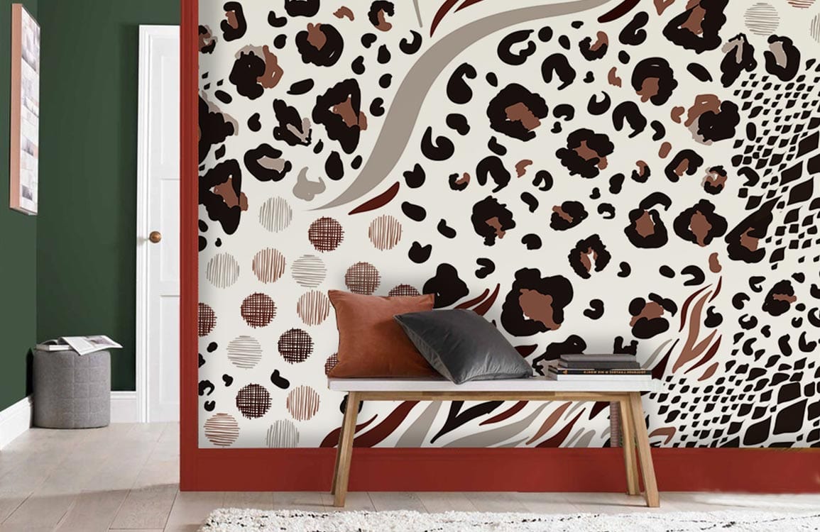 mixed pattern fur animal wallpaper mural for use in the decoration of homes and hallways