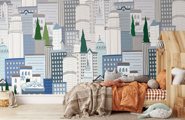 Modern Cityscape Architectural Mural Wallpaper