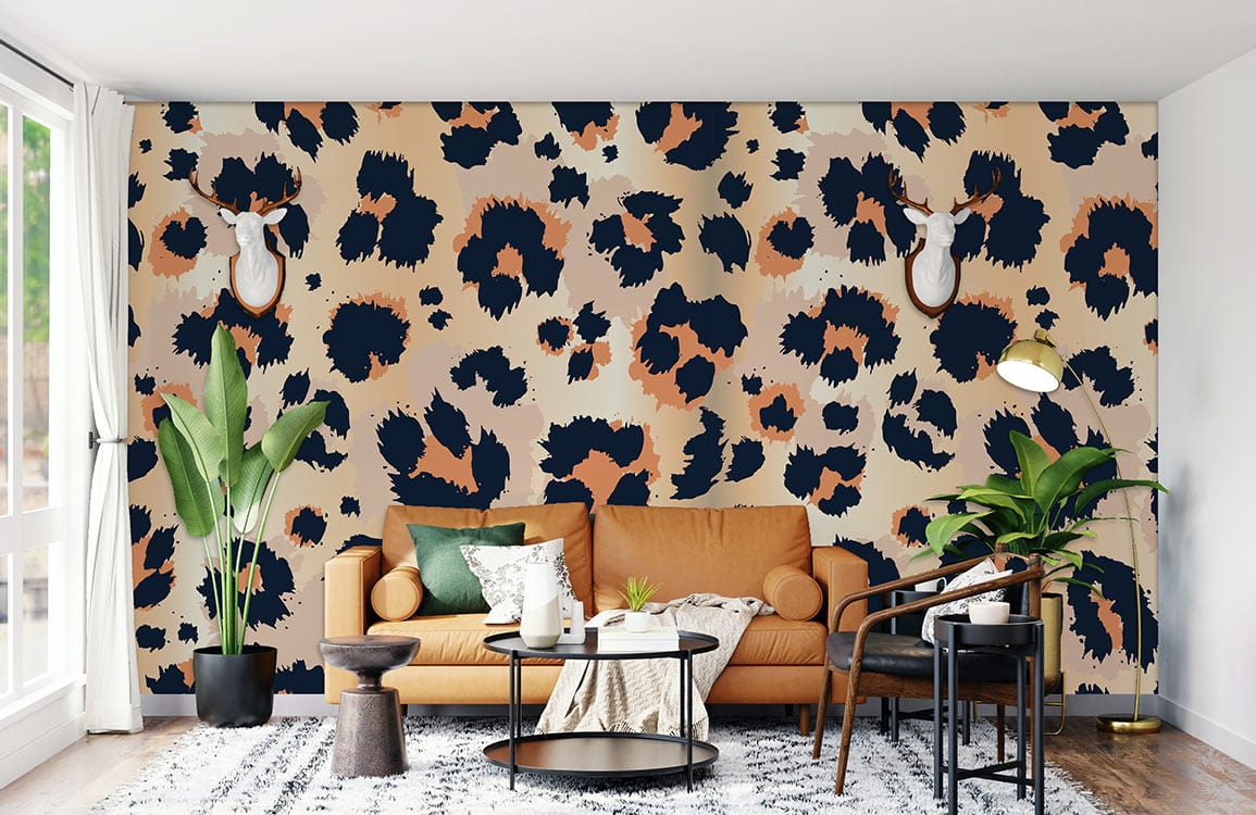 wall murals in the form of wild orange leopard fur textures for home d��cor