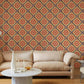 bright red and orange circular flower design wallpaper mural for living room