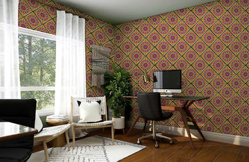 Vintage Floral Geometric Wallpaper