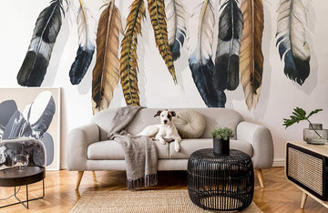 Elegant Feather Design Neutral Wallpaper Mural