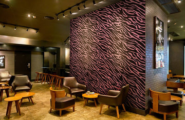 Pink and Black Zebra Stripes Mural Wallpaper