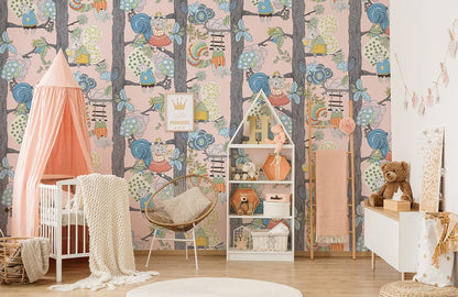 special playing squirrels nursery room wallpaper mural