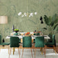 For the dining room's decoration, a green people portrait wallpaper mural