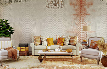 Elegante Carta da Parati Murale Geometrica Floreale Beige