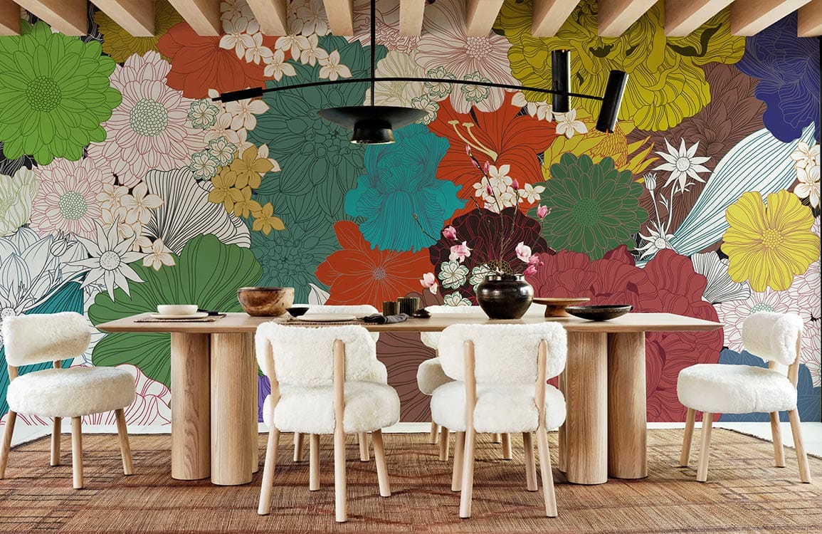 rainbow flower wallpaper mural for room