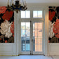 Wallpaper design featuring a red blossom flower pattern