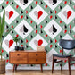 fresh green rhombic poker design wallpaper for room