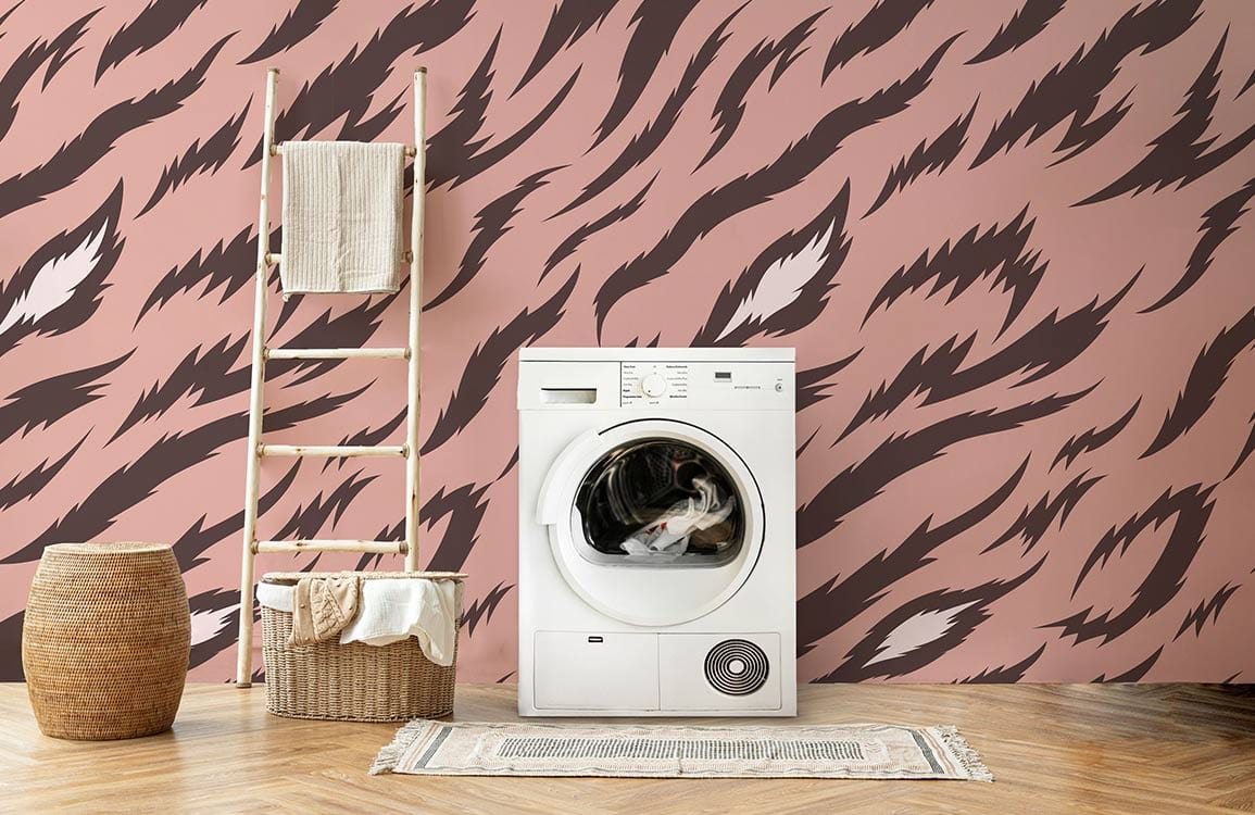 Wallpaper made of pink rough fur animal skin, decorated for use in bathrooms