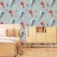 cartoon baby seahorses wallpaper mural for bedroom design