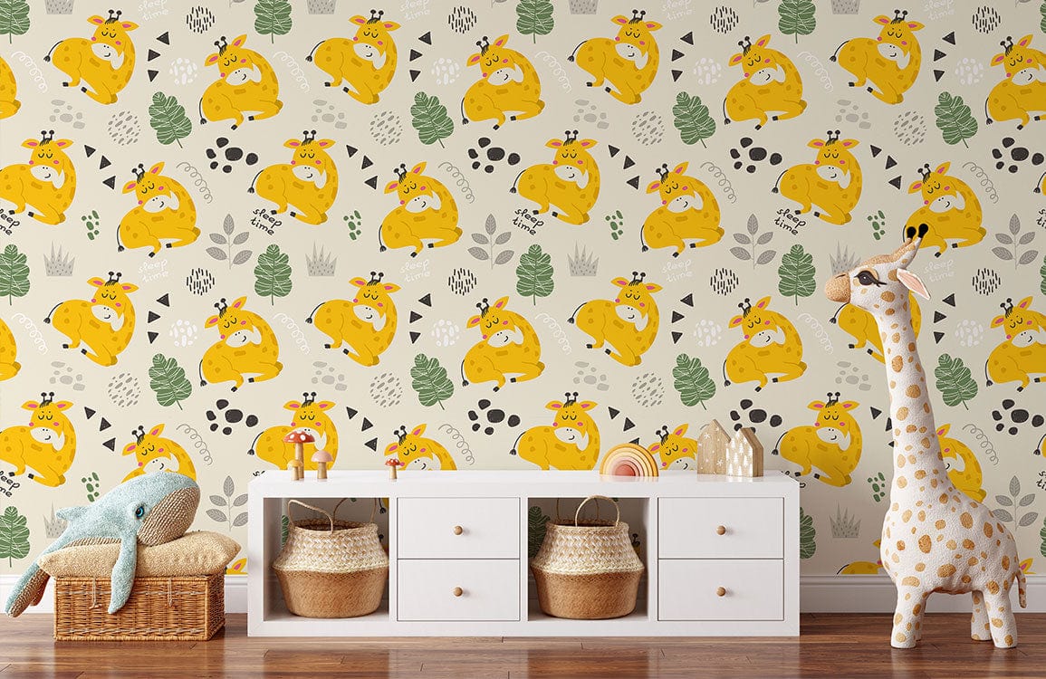 Beautiful custom-designed yellow wallpaper for children's rooms