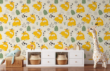Whimsical Safari Animal Kids Mural Wallpaper