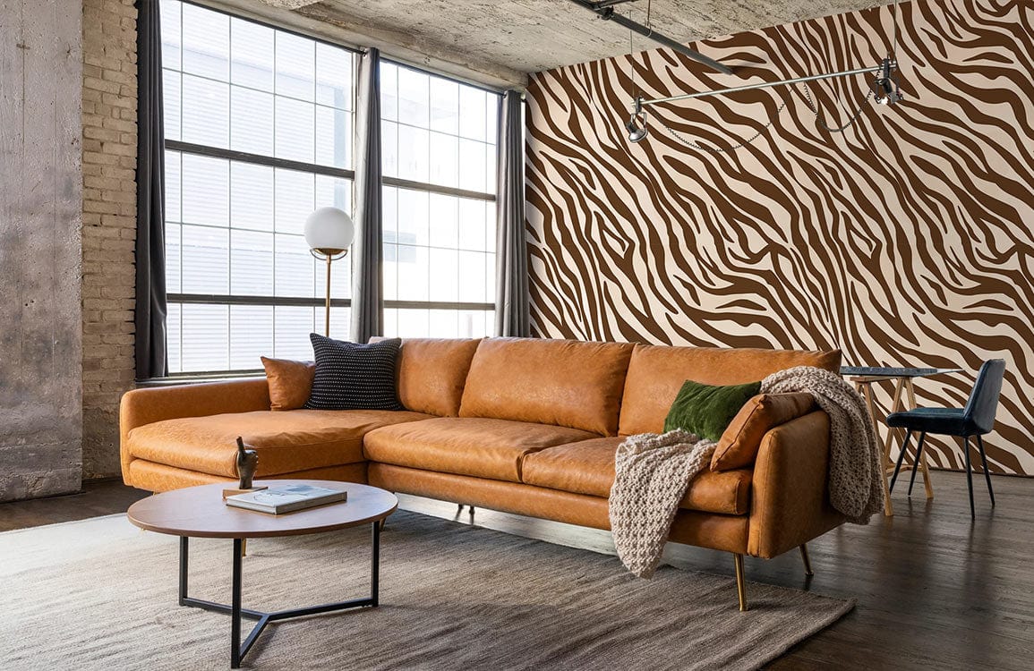 Leopard skin animal mural wallpaper with a tiger