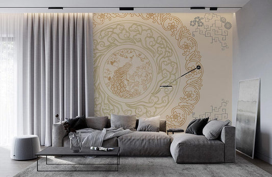 custom peacock pattern animal wallpaper mural for living room