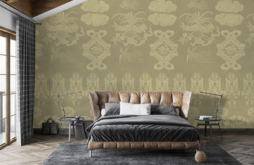Vintage Oriental Gold Pattern Mural Wallpaper