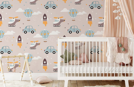 custom sky traffic wallpaper mural for kid's room