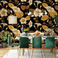 a wall mural featuring a golden glory flower pattern for the room