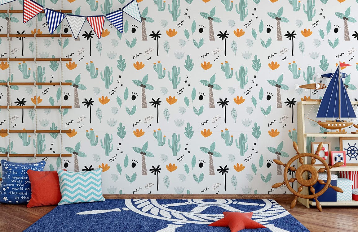 wallpaper in the form of charming cartoon trees