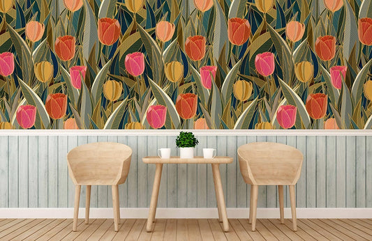 colorful tulips wallpaper murla for room decor