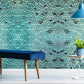 a home decor wallpaper mural with a turquoise python skin.