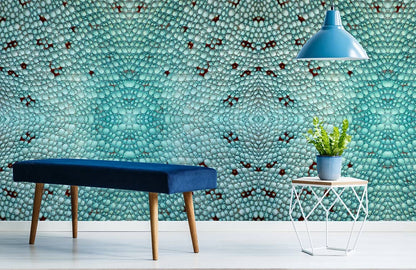 a home decor wallpaper mural with a turquoise python skin.