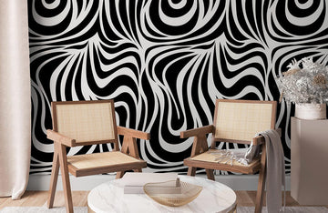 Modern Black and White Geometric Wallpaper Mural