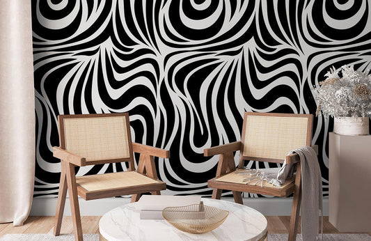 For the interior decoration of the hallway, a black animal skin wallpaper mural is recommended.