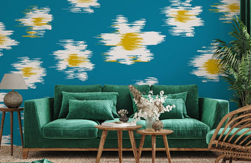 Abstract Teal Brushstroke Textured Mural Wallpaper
