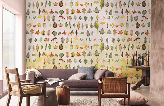 various leaves collection wallpaper mural for living room
