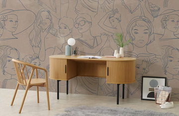 Vintage Portraits Art Deco Mural Wallpaper