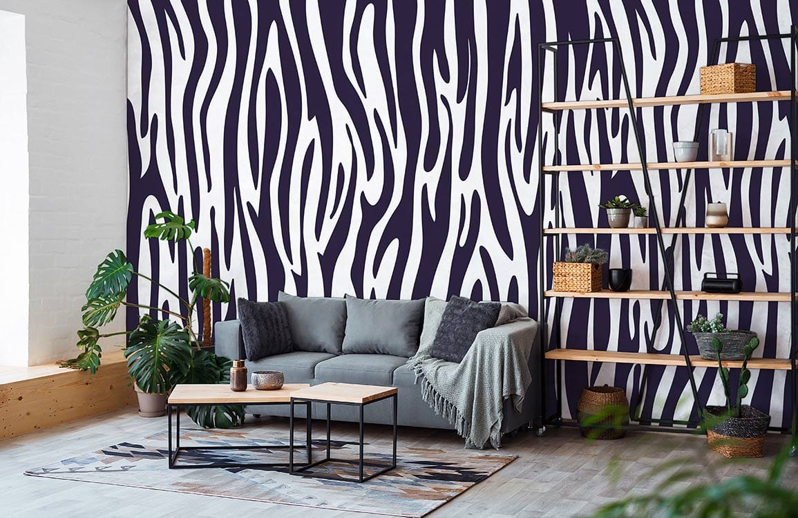 like a zebra stripe animal skin wallpaper mural for use as a decoration in the living room.