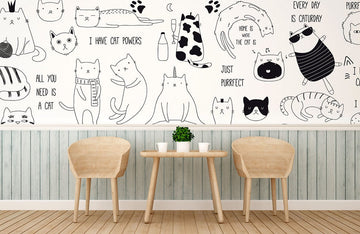 Murale di Arte Doodle di Gatto Fantasioso