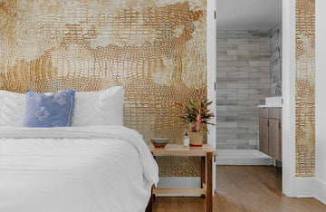 Gold Crocodile Texture Luxury Mural Wallpaper