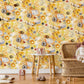 Wallpaper mural with colourful watercolour fruits, perfect for decorating a nursery