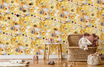Abstract Watercolor Yellow Mural Wallpaper