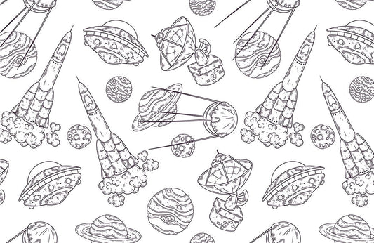 Modern Cosmic Adventure Kids Mural Wallpaper