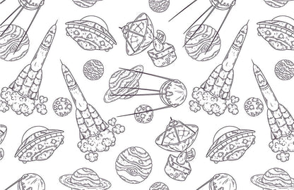 Modern Cosmic Adventure Kids Mural Wallpaper