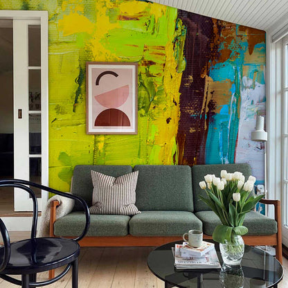 Green Blue Oil Painting Art Wallpaper Custom Design