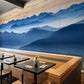Wallpaper Mural for the Dining Room Decor Featuring Undulating Peaks Landscapes