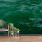 Decorate your hallway with this uneven green paint wall mural that has a wallpaper mural.