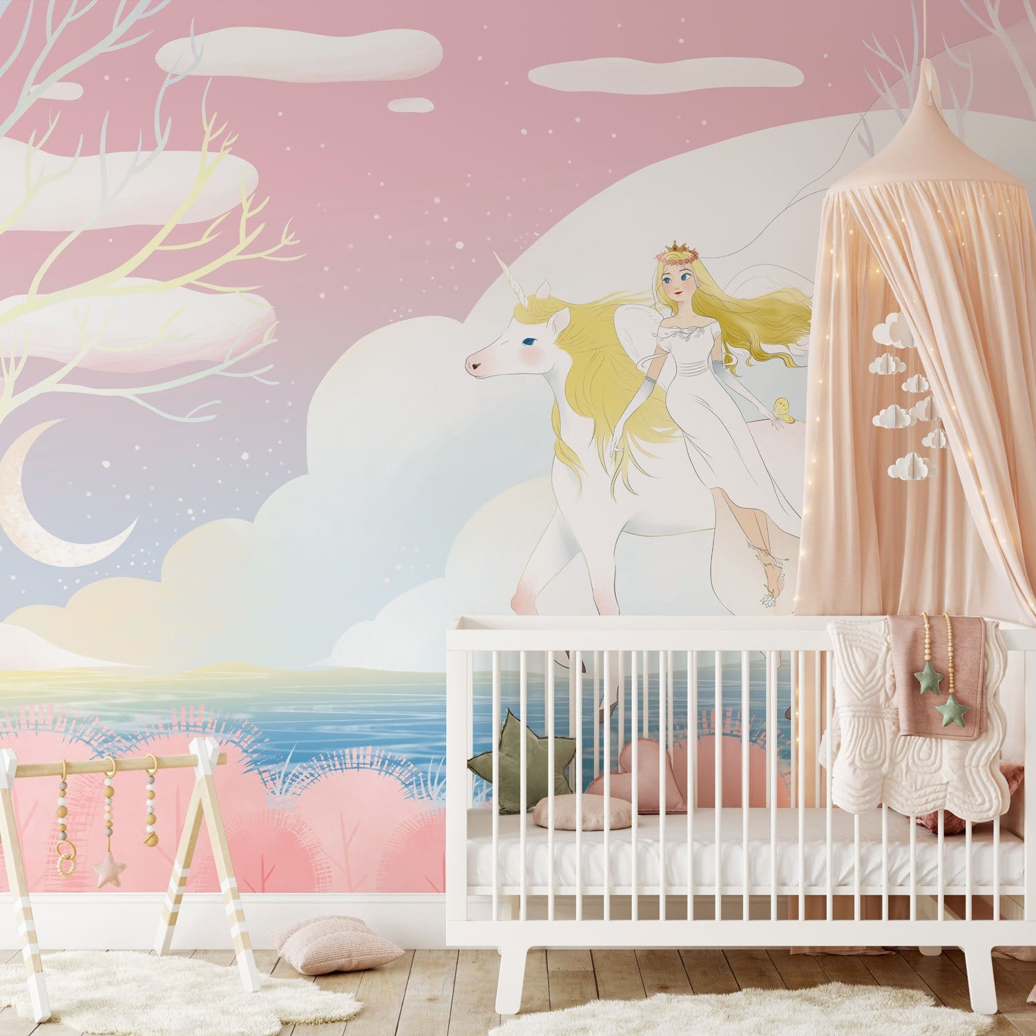 Unicorn Animal Cartoon Wallpaper Mural for the Decoration of Children's Rooms